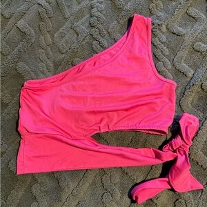 Pink One-Shoulder and orange tie back top